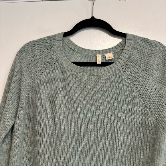 Anthropologie Moth Sz: S Crew Neck Side Slit Tunic Length Light Green Sweater. - Picture 10 of 12